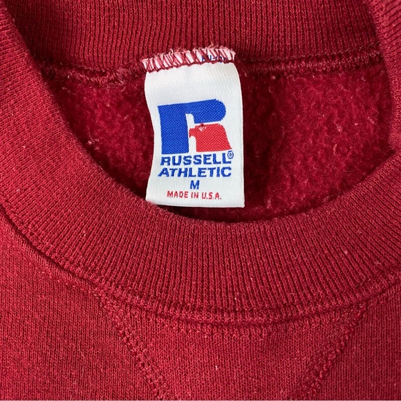 Vintage Russell Athletic Made In USA Red Crewneck Pullover Sweatshirt Adult M - Picture 3 of 9